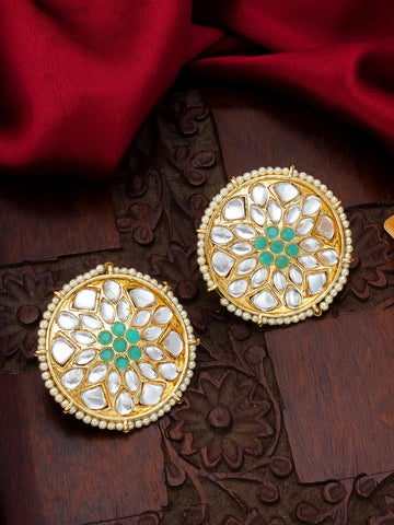 Round Floral Turquoise Stud Earrings