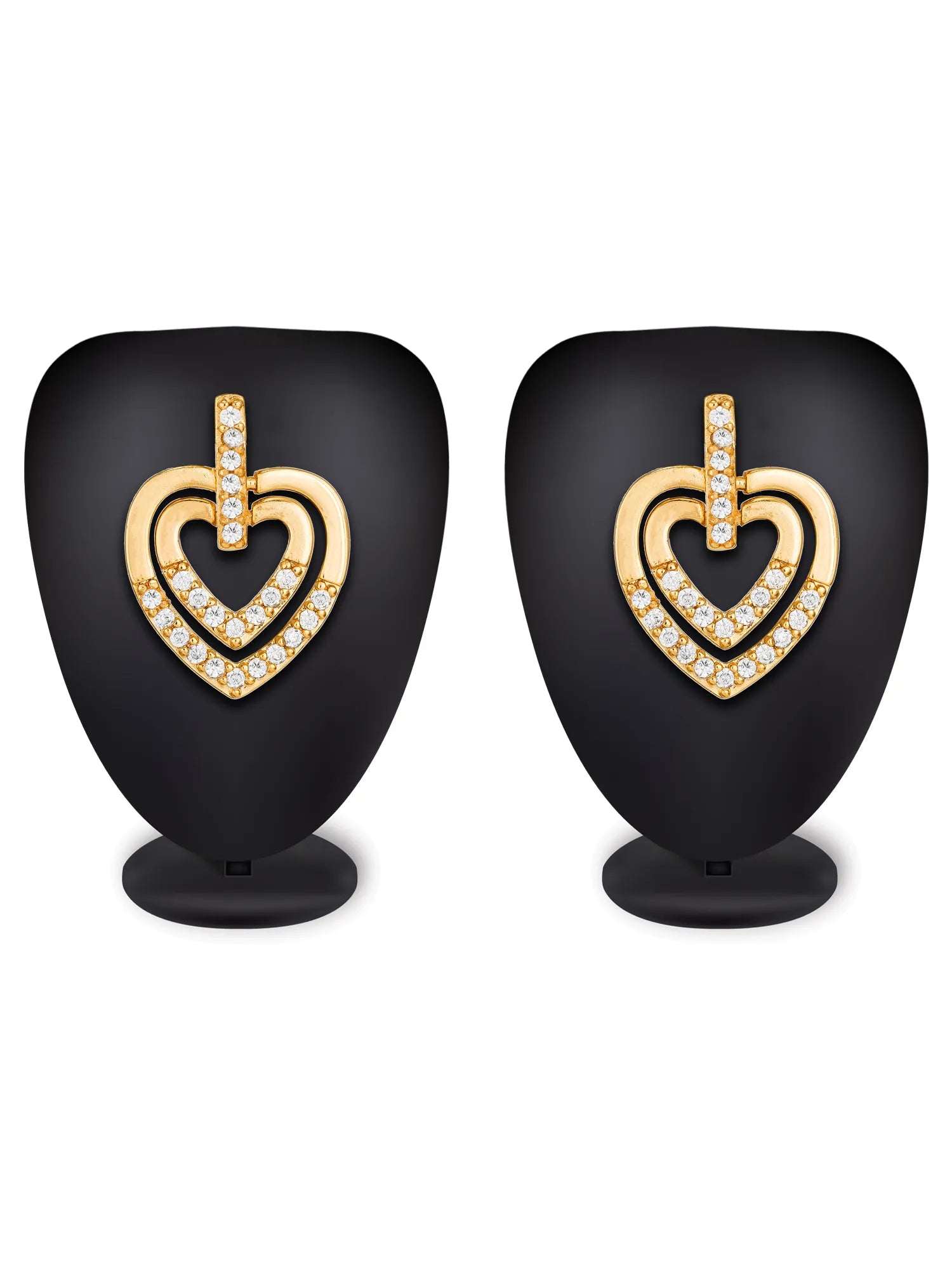 Double Heart Studded Stud Earrings
