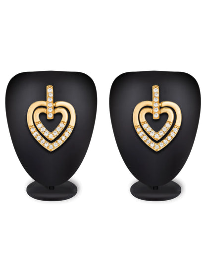 Double Heart Studded Stud Earrings