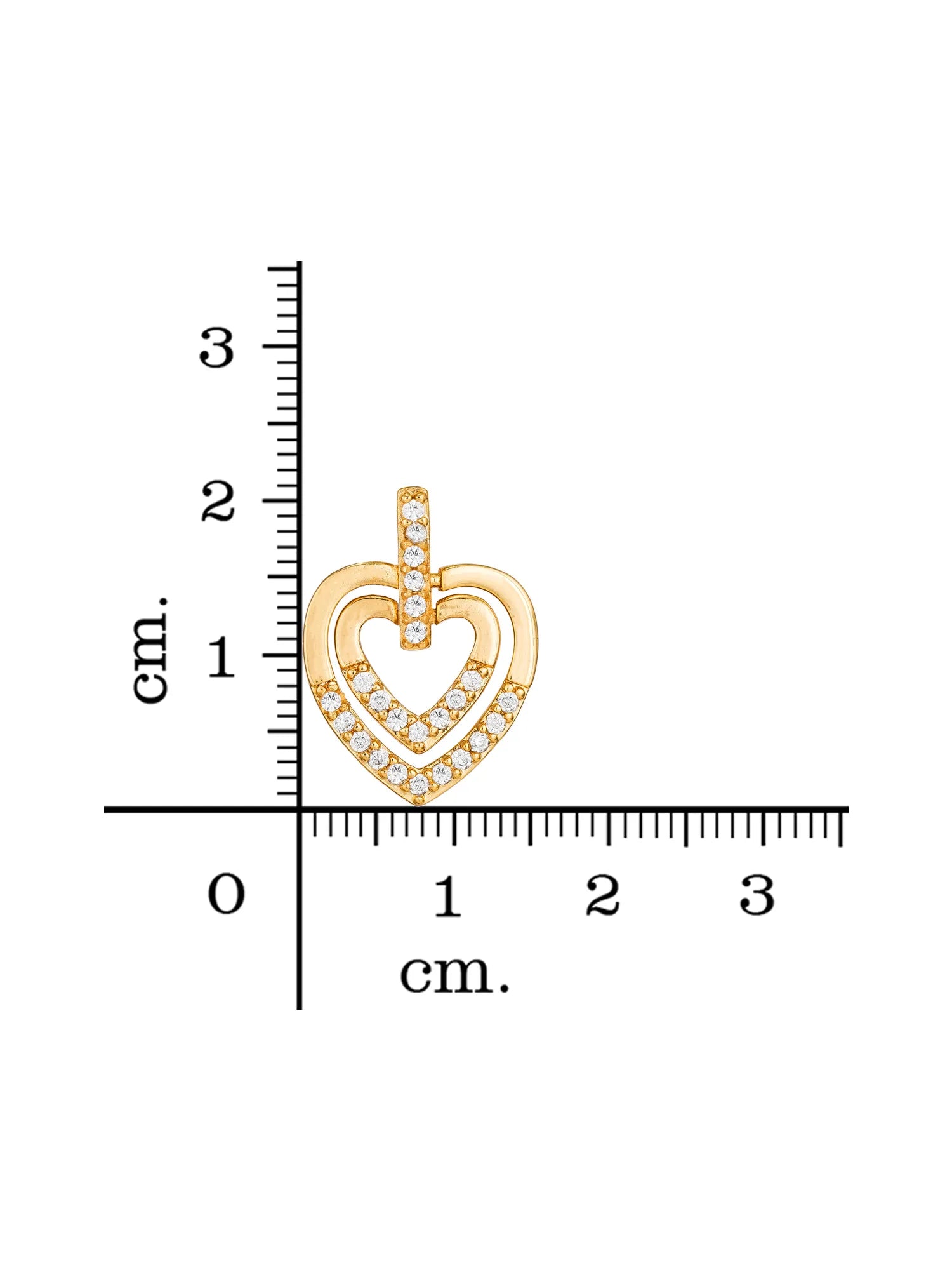 Double Heart Studded Stud Earrings With Size