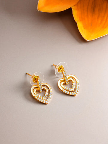 Double Heart Studded Stud Earrings On A Background