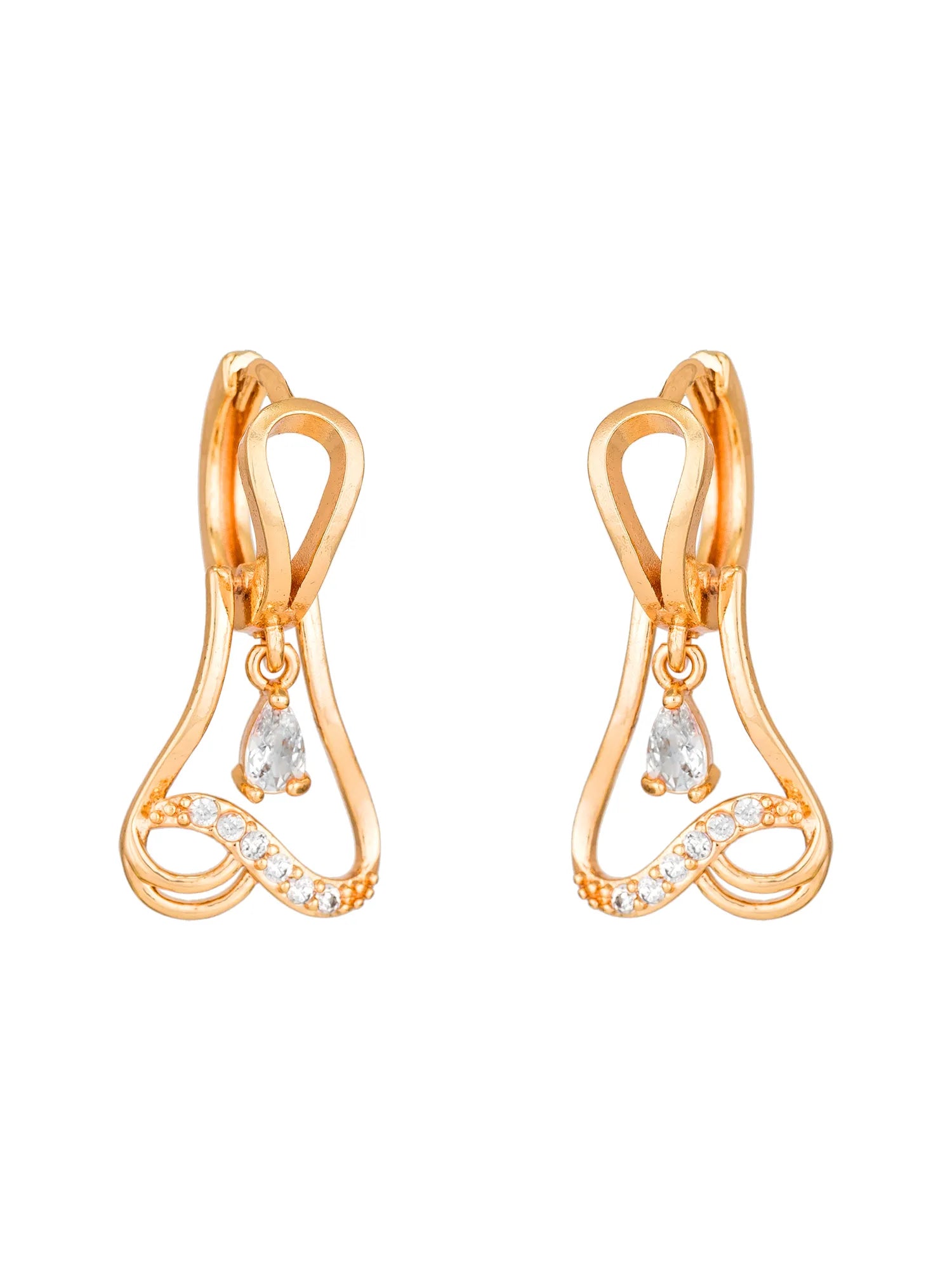 Hoop Earrings with White Stones On A White Background