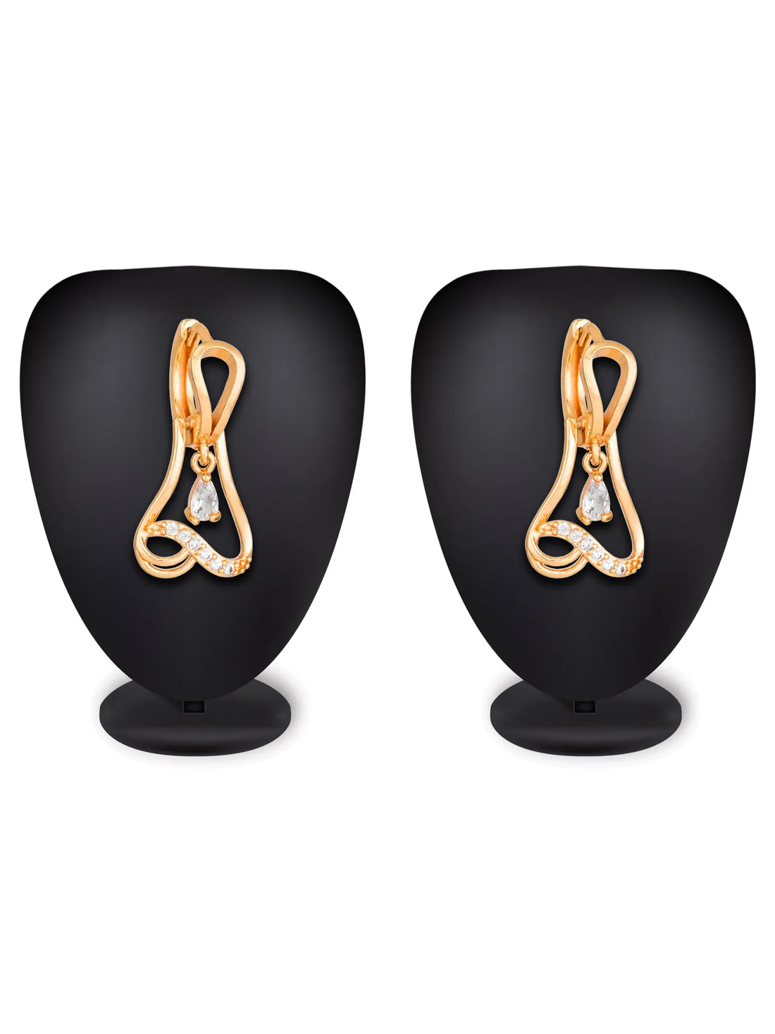 Hoop Earrings with White Stones On A Background