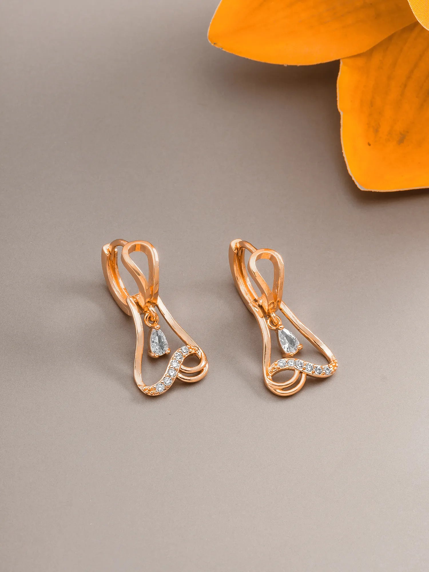 Hoop Earrings with White Stones On A Background