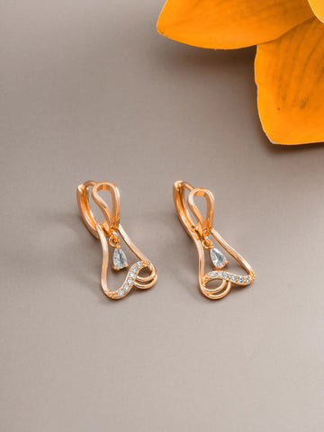 Hoop Earrings with White Stones On A Background