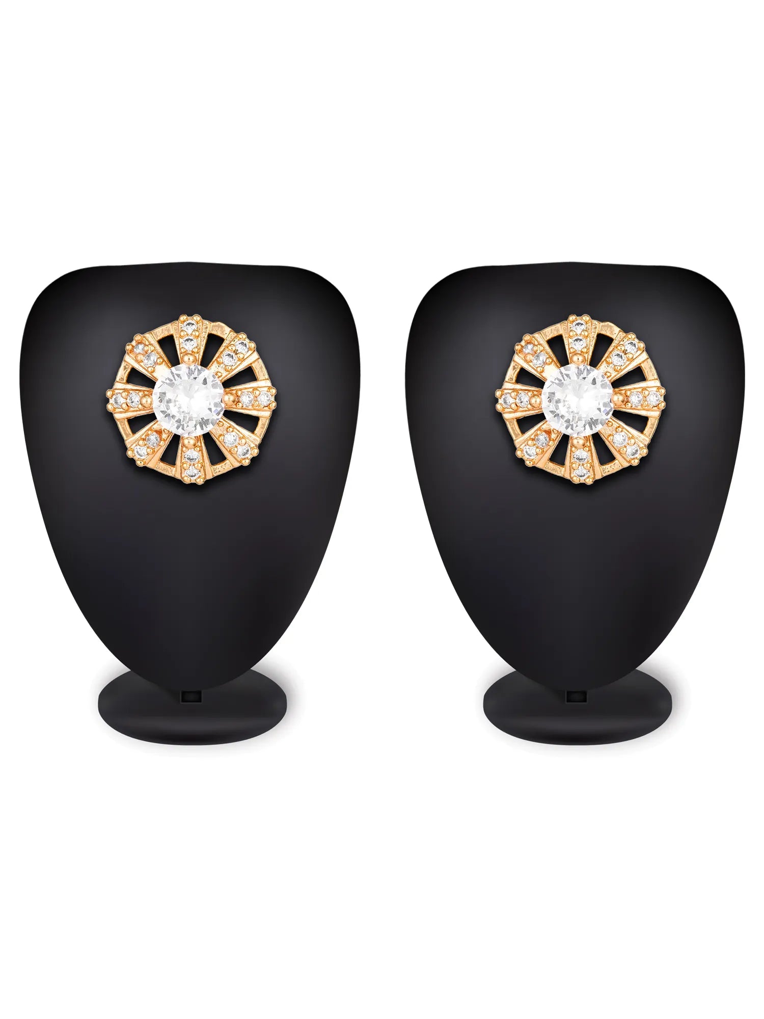 Wheel Design Solitaire Stud Earrings 