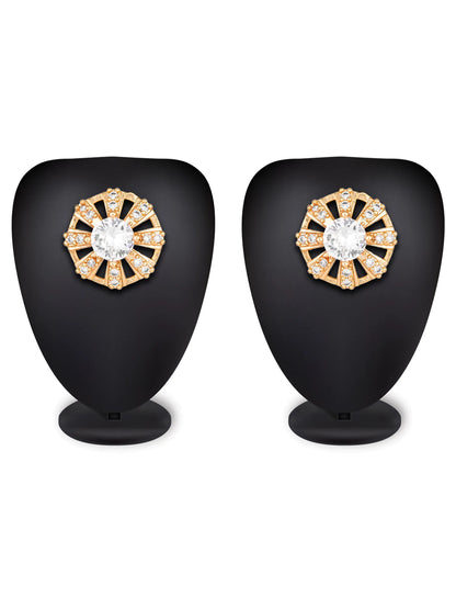 Wheel Design Solitaire Stud Earrings 