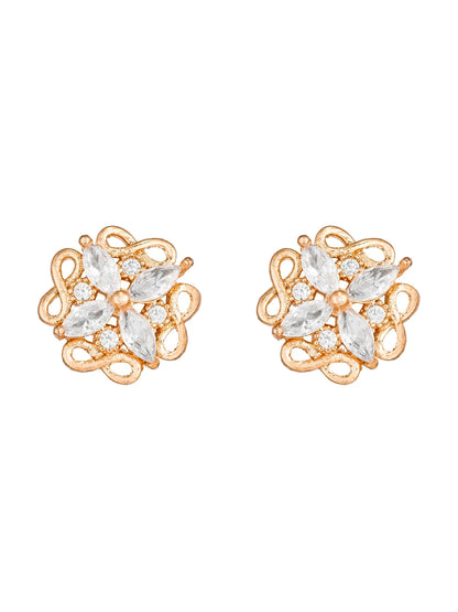 Floral Swirl Stud Earrings On A White Background