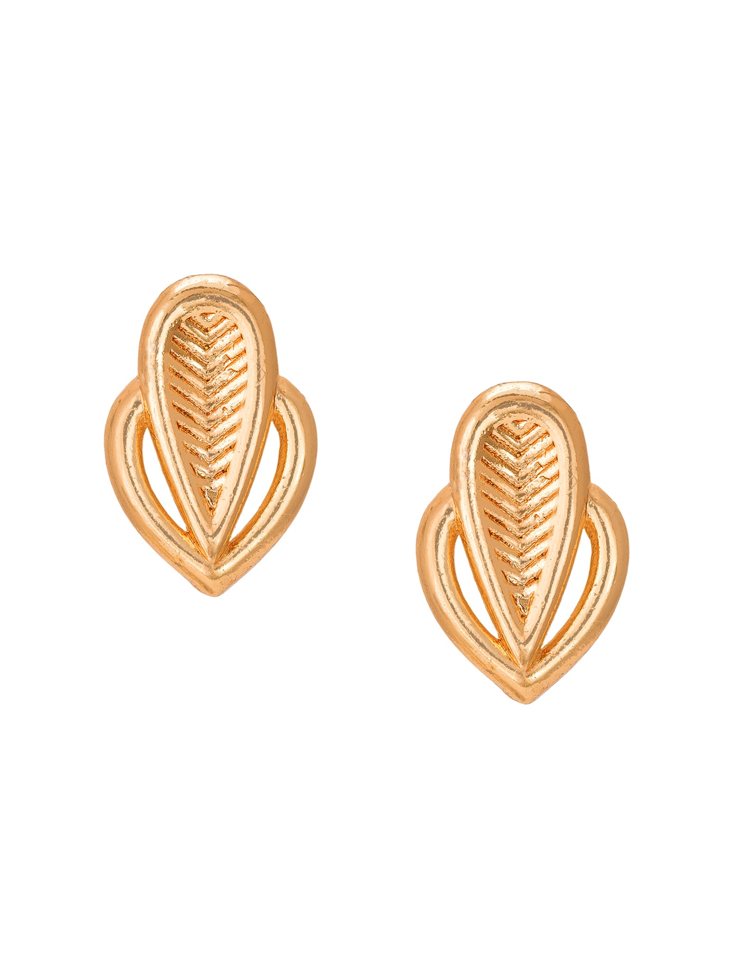 Aadita Gold Tone Leaf Motif Stud Earrings