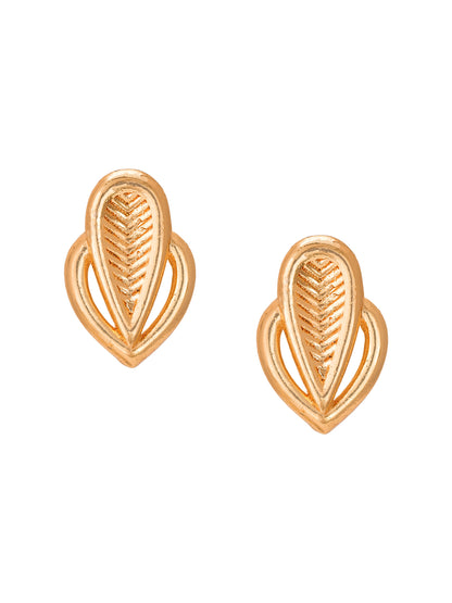Aadita Gold Tone Leaf Motif Stud Earrings