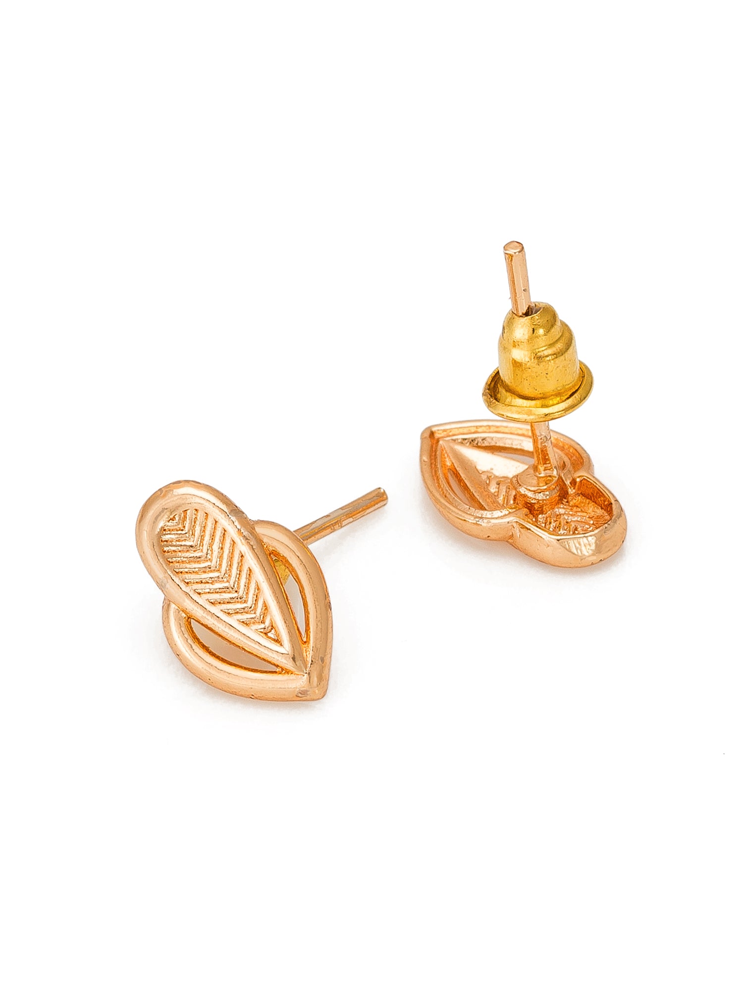 Aadita Gold Tone Leaf Motif Stud Earrings