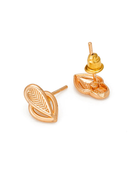 Aadita Gold Tone Leaf Motif Stud Earrings