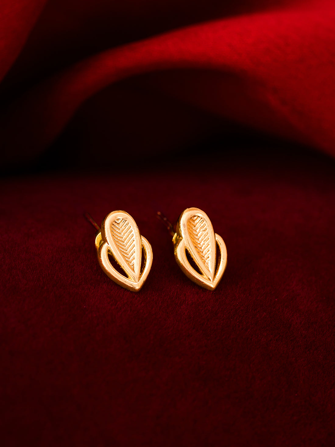 Aadita Gold Tone Leaf Motif Stud Earrings