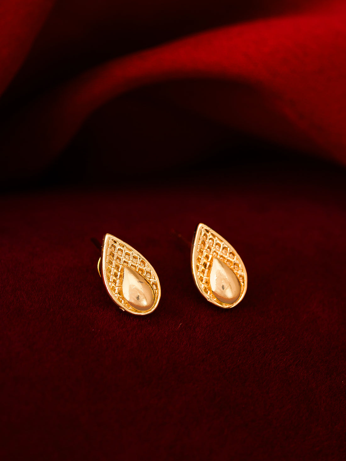 Aadita Gold-Toned Mesh Texture Stud Earrings
