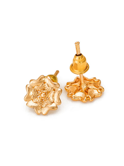 Aadita Gold-Tone Floral Textured Stud Earrings