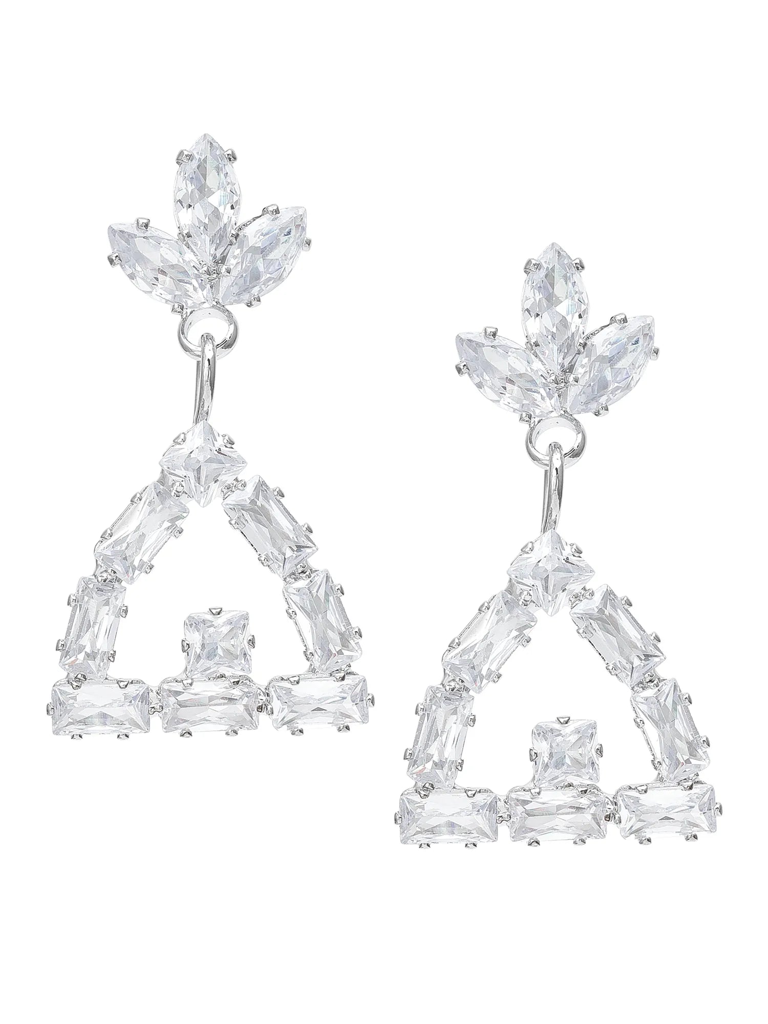 Triangle Drop Earrings On a White Background