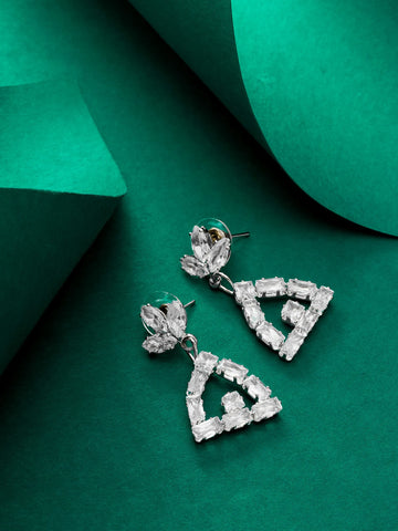 Triangle Drop Earrings On a Background
