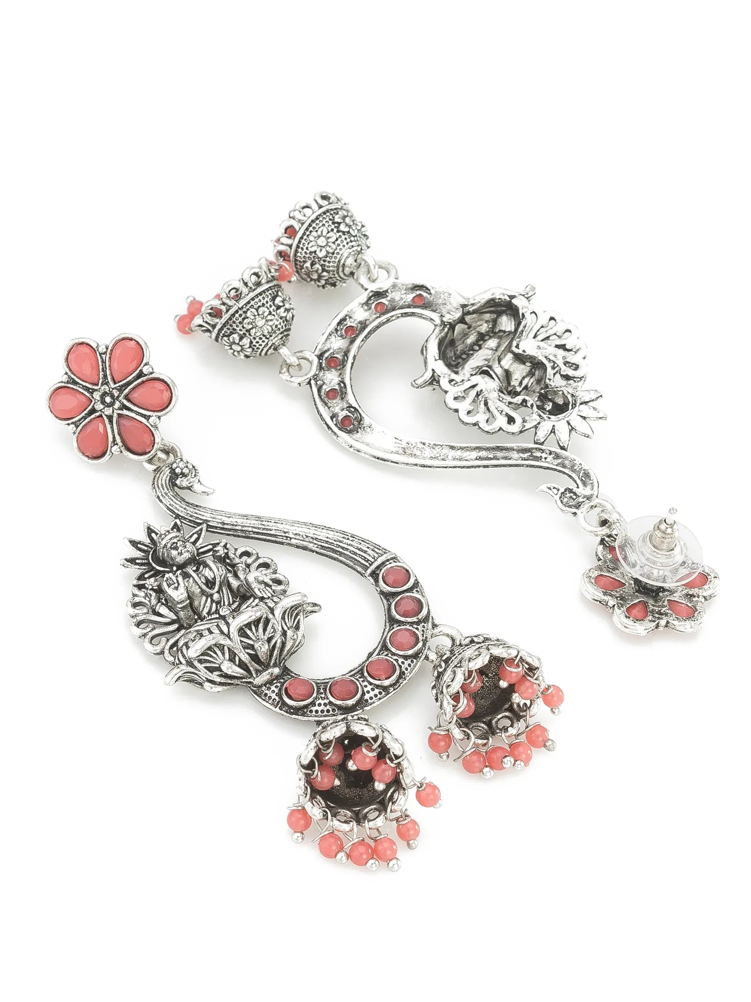 Oxidized Lakshmi Chandbali Earrings 