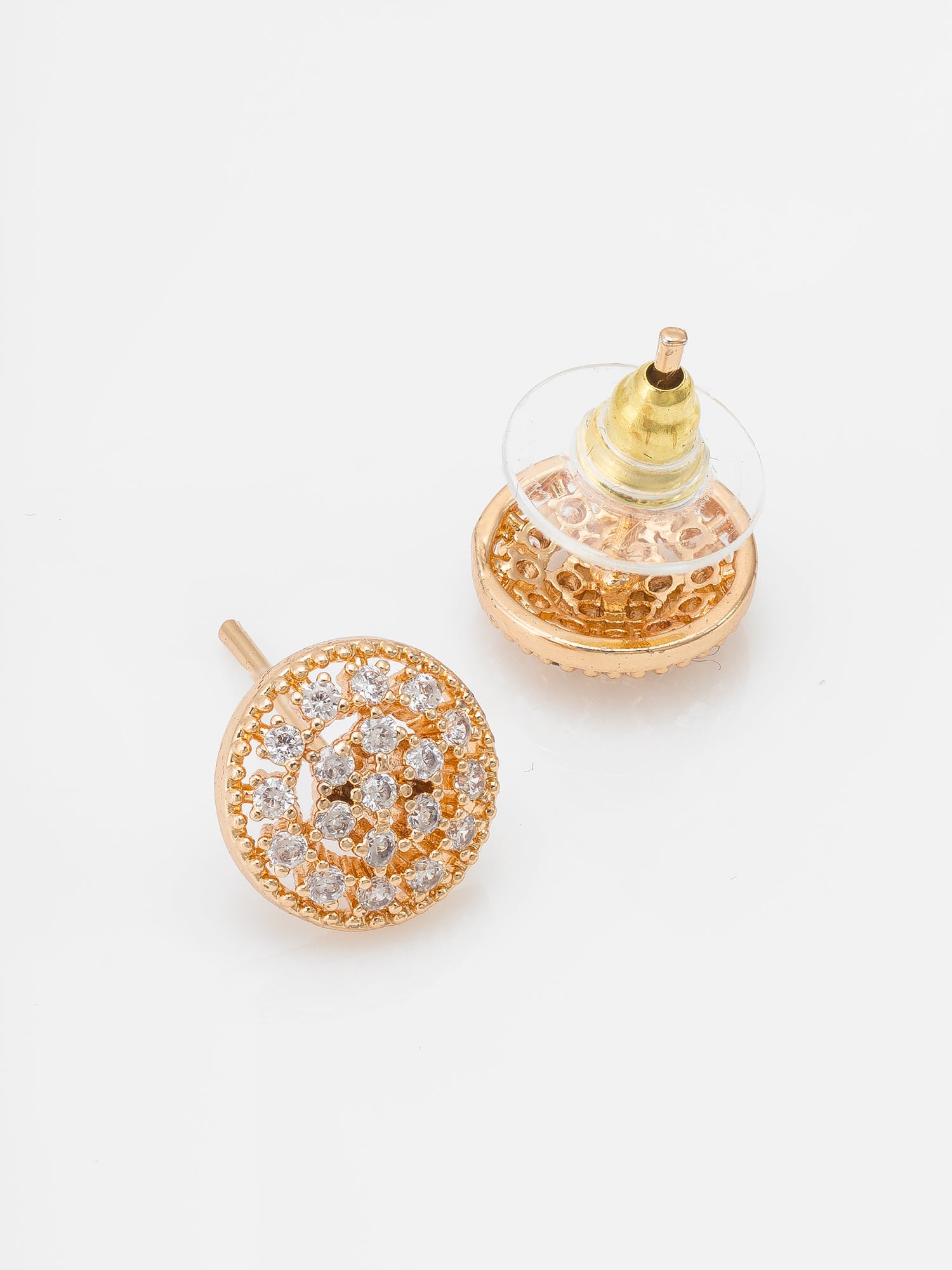 Aadita Party Wear Gold Plated American Diamond Stud and Drop Earring Combo Earring Set
