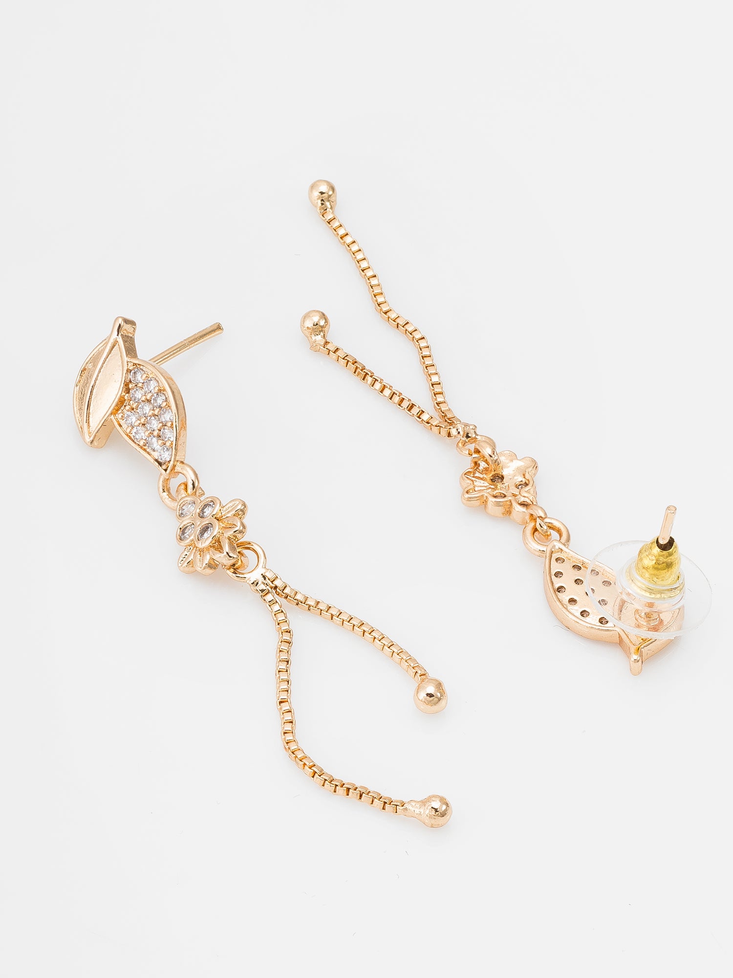 Aadita Party Wear Gold Plated American Diamond Stud and Drop Earring Combo Earring Set