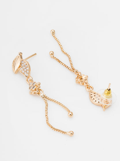 Aadita Party Wear Gold Plated American Diamond Stud and Drop Earring Combo Earring Set