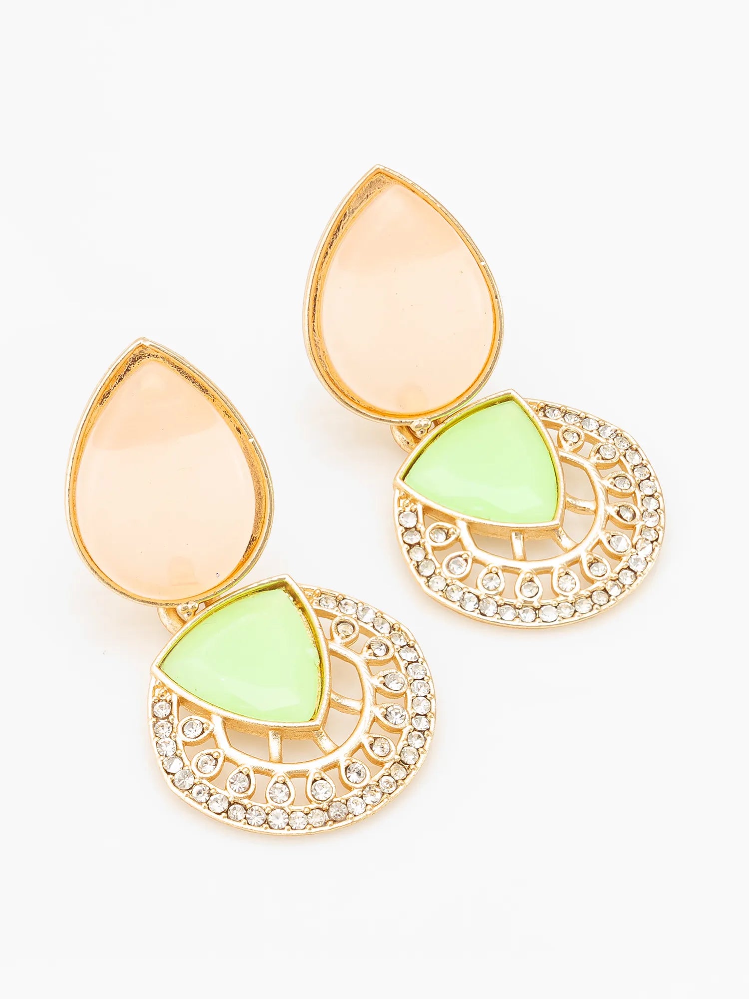 Stone And AD Studded Drop Earrings