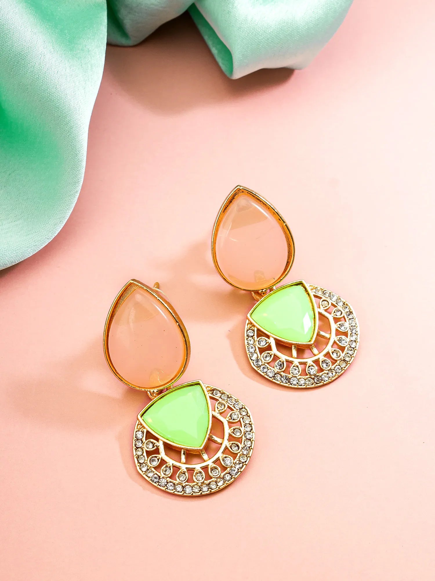 Stone Studded Drop Earrings