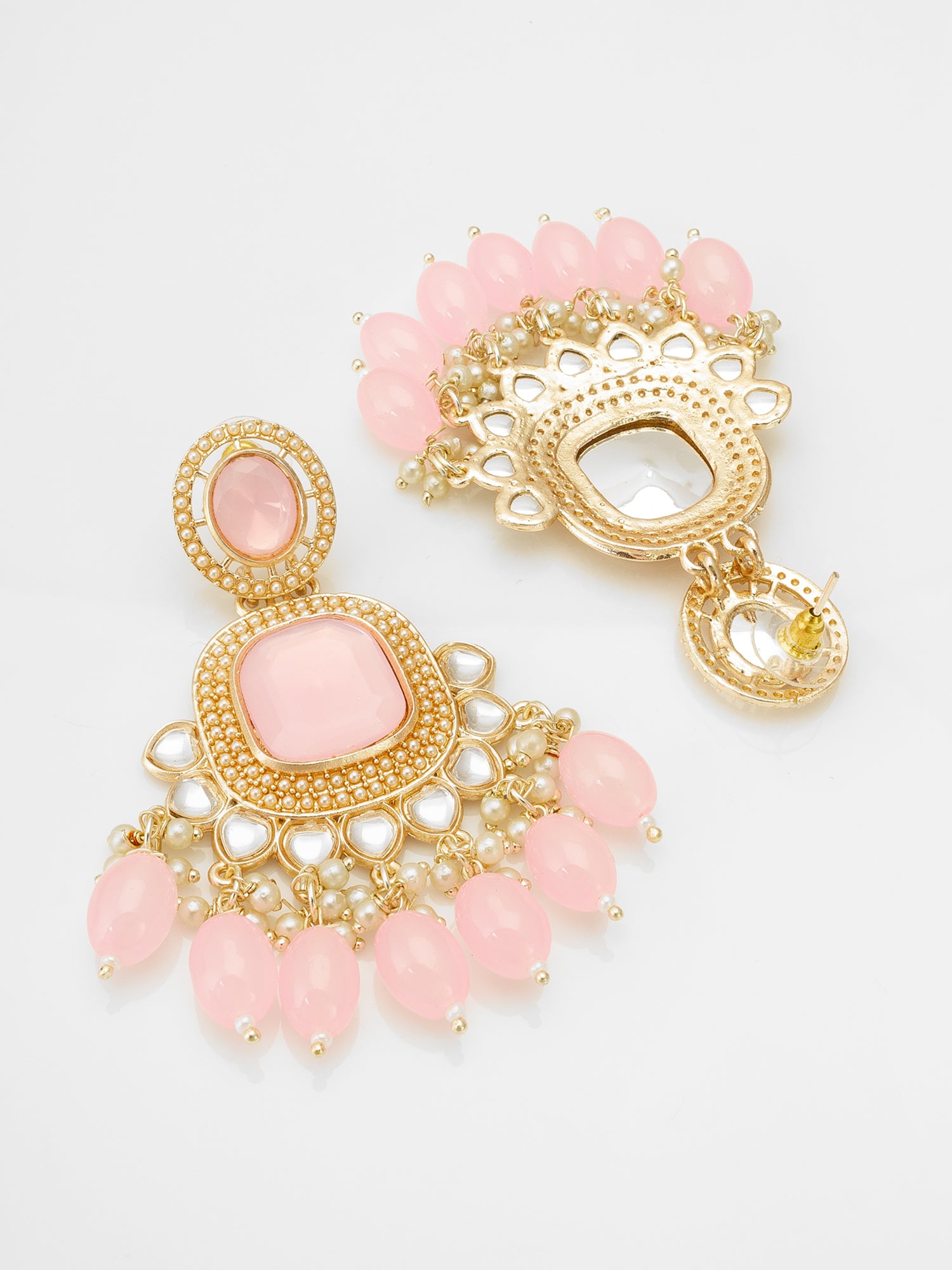 Aadita Gold Tone Kundan Earrings with Stone, Seed Pearl and Bead Drop