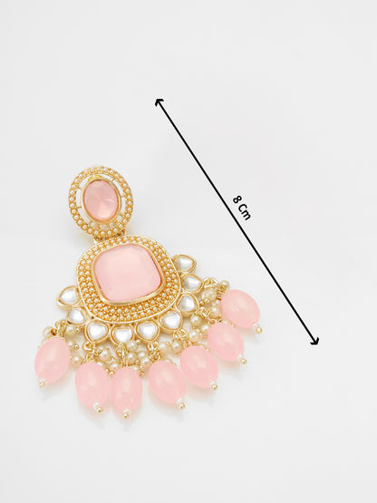 Aadita Gold Tone Kundan Earrings with Stone, Seed Pearl and Bead Drop