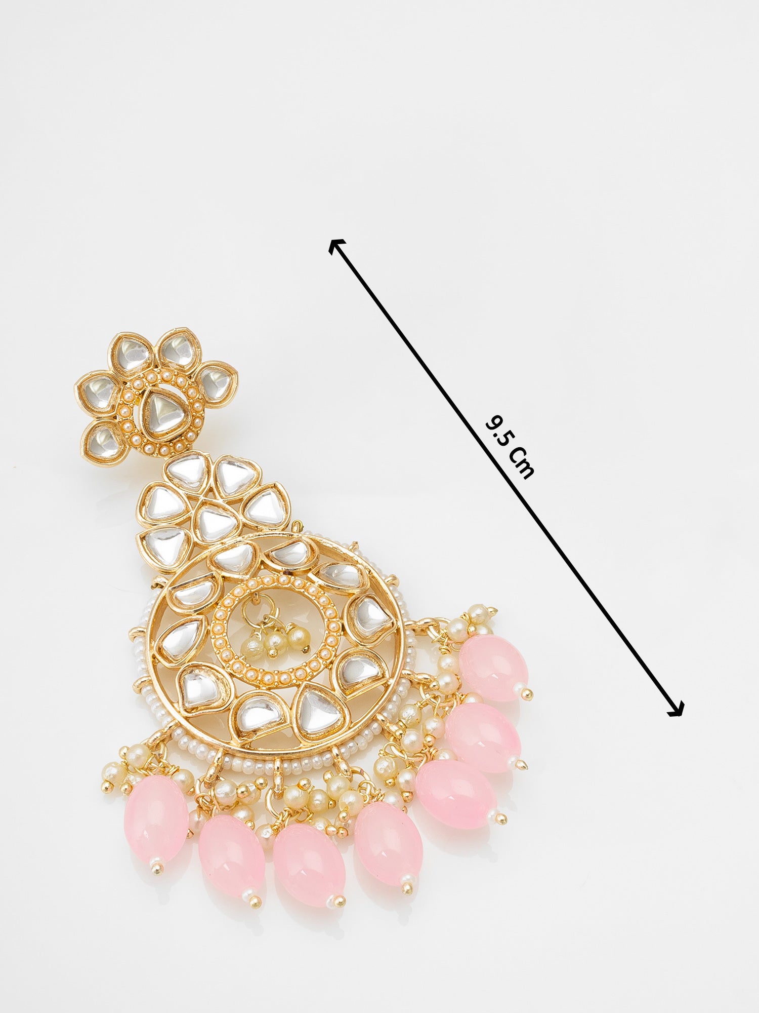 Aadita Gold Tone Kundan  Chandelier Earrings with Pearl and Bead Drops