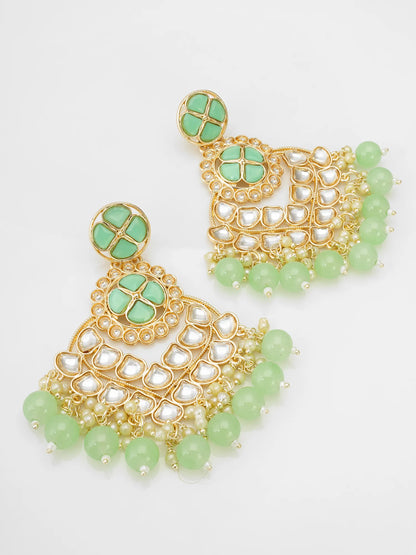 Kundan Chandbali Earrings On A White Background