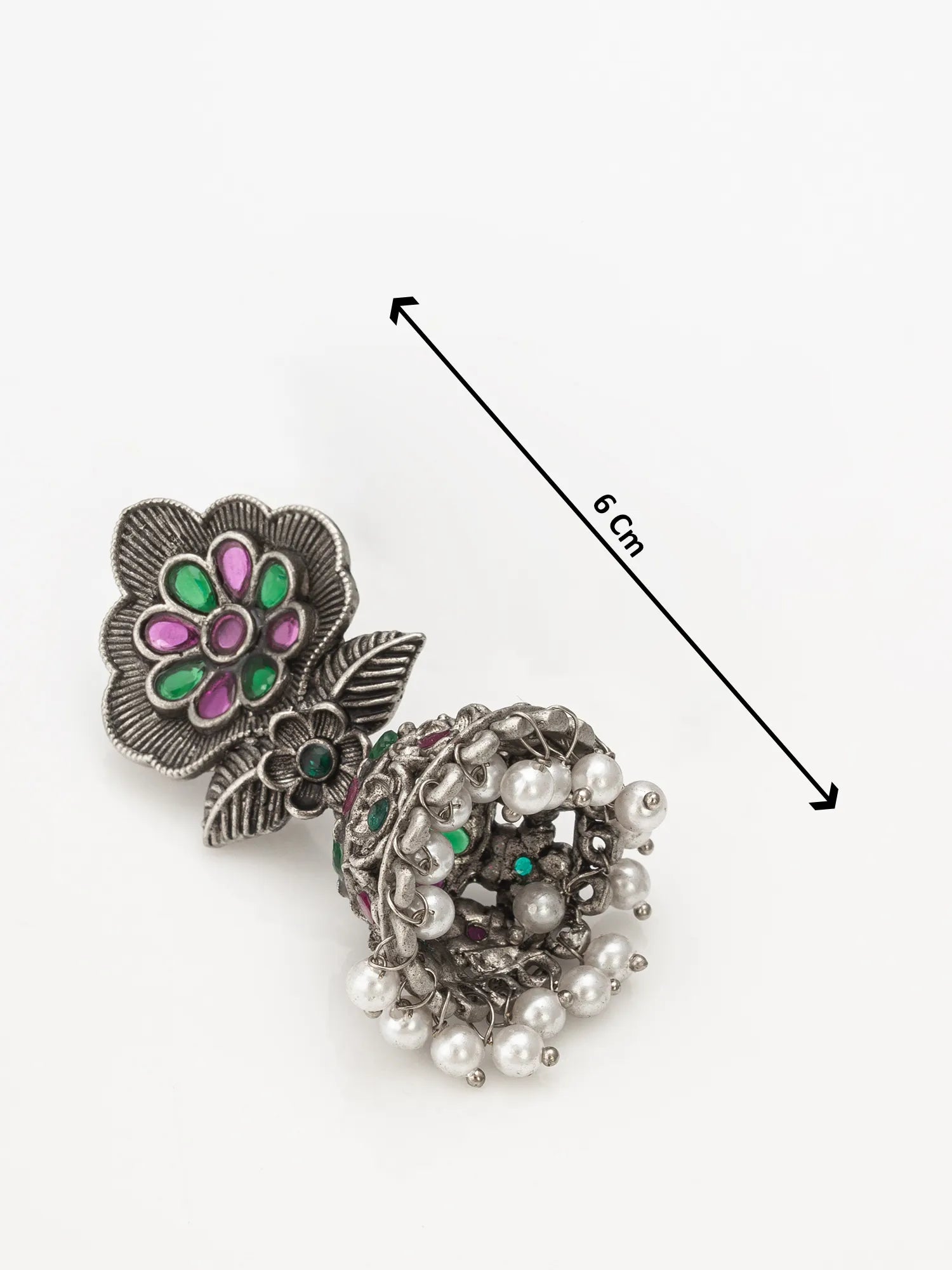 Oxidized jhumka earrings with size