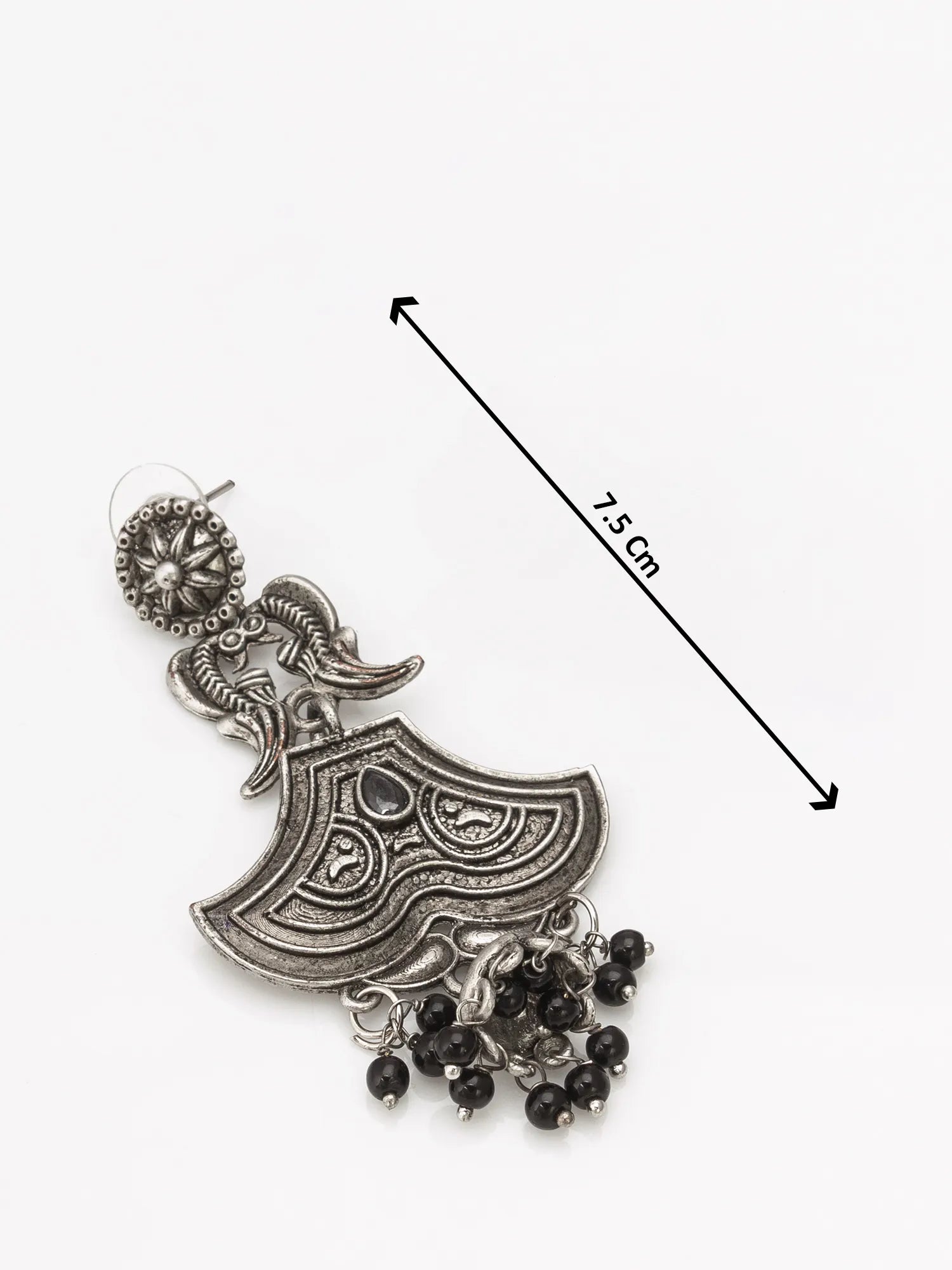Earrings with Black Bead Tassels With Size