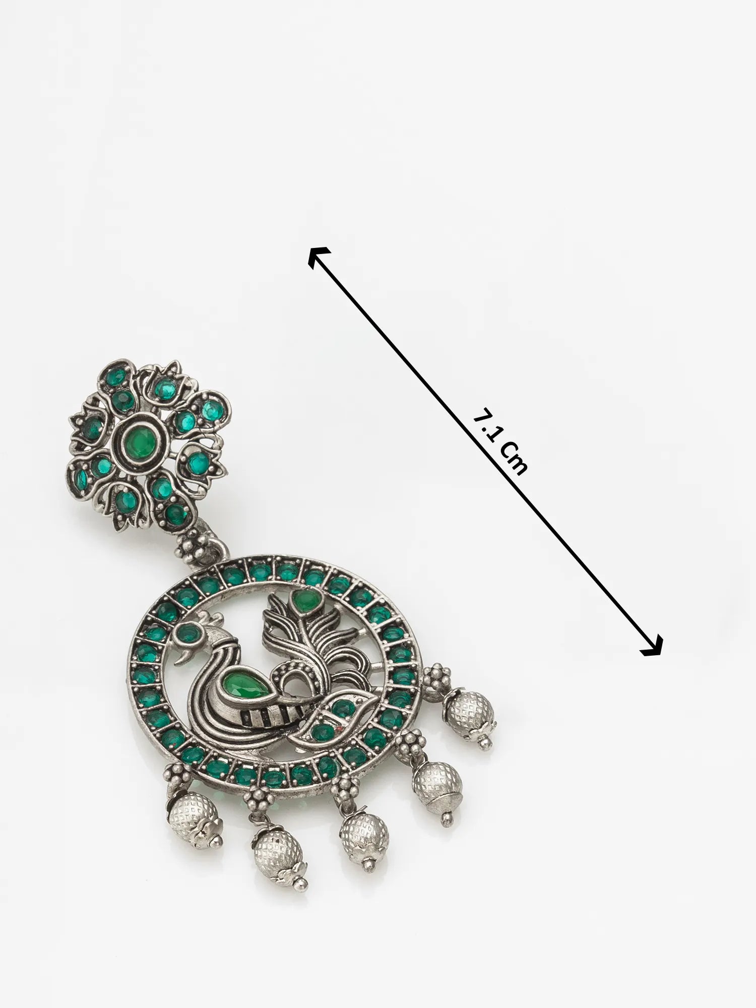 Peacock Chandbali Earrings With Size