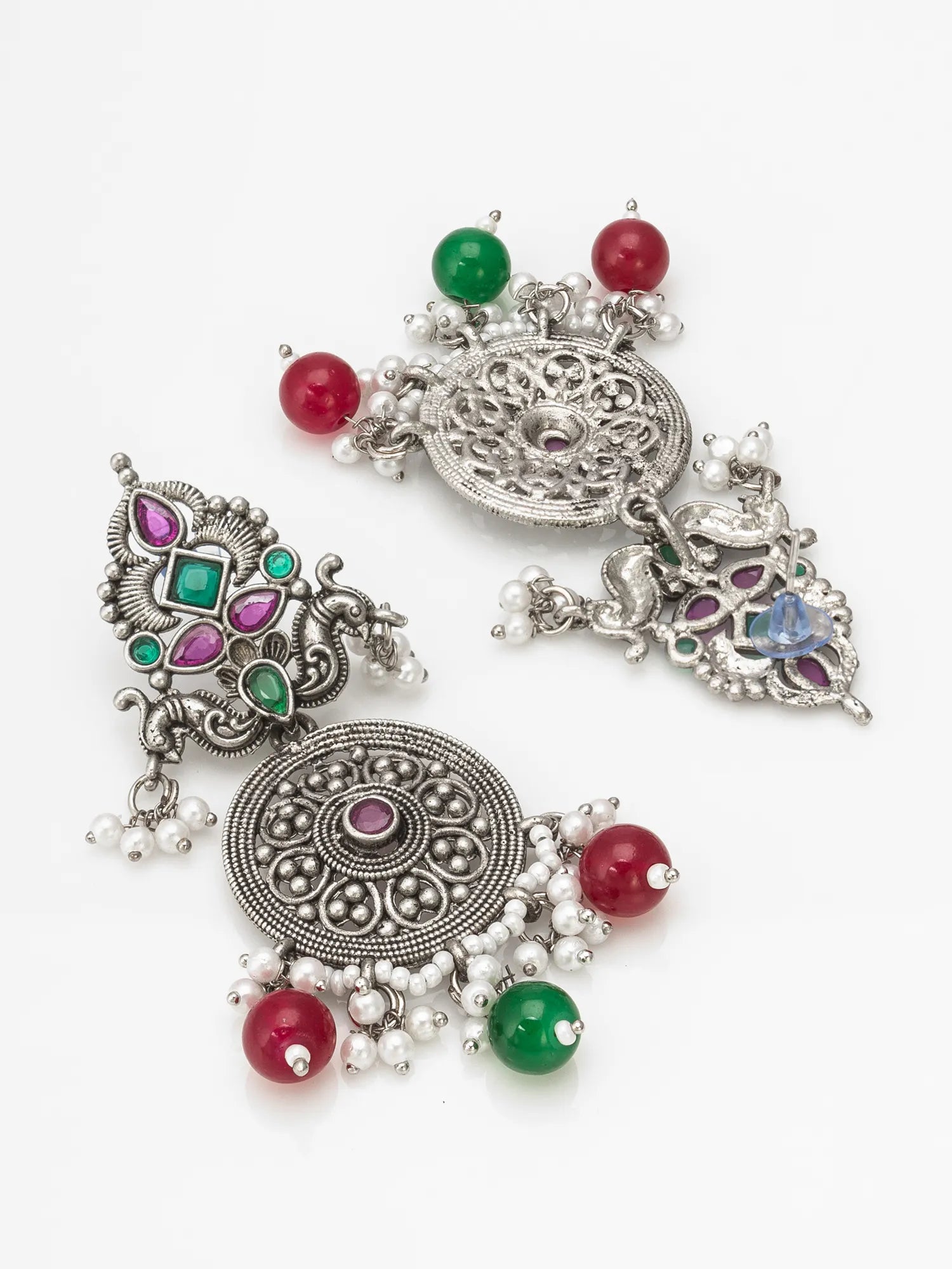 Peacock Oxidized Chandelier Earrings  