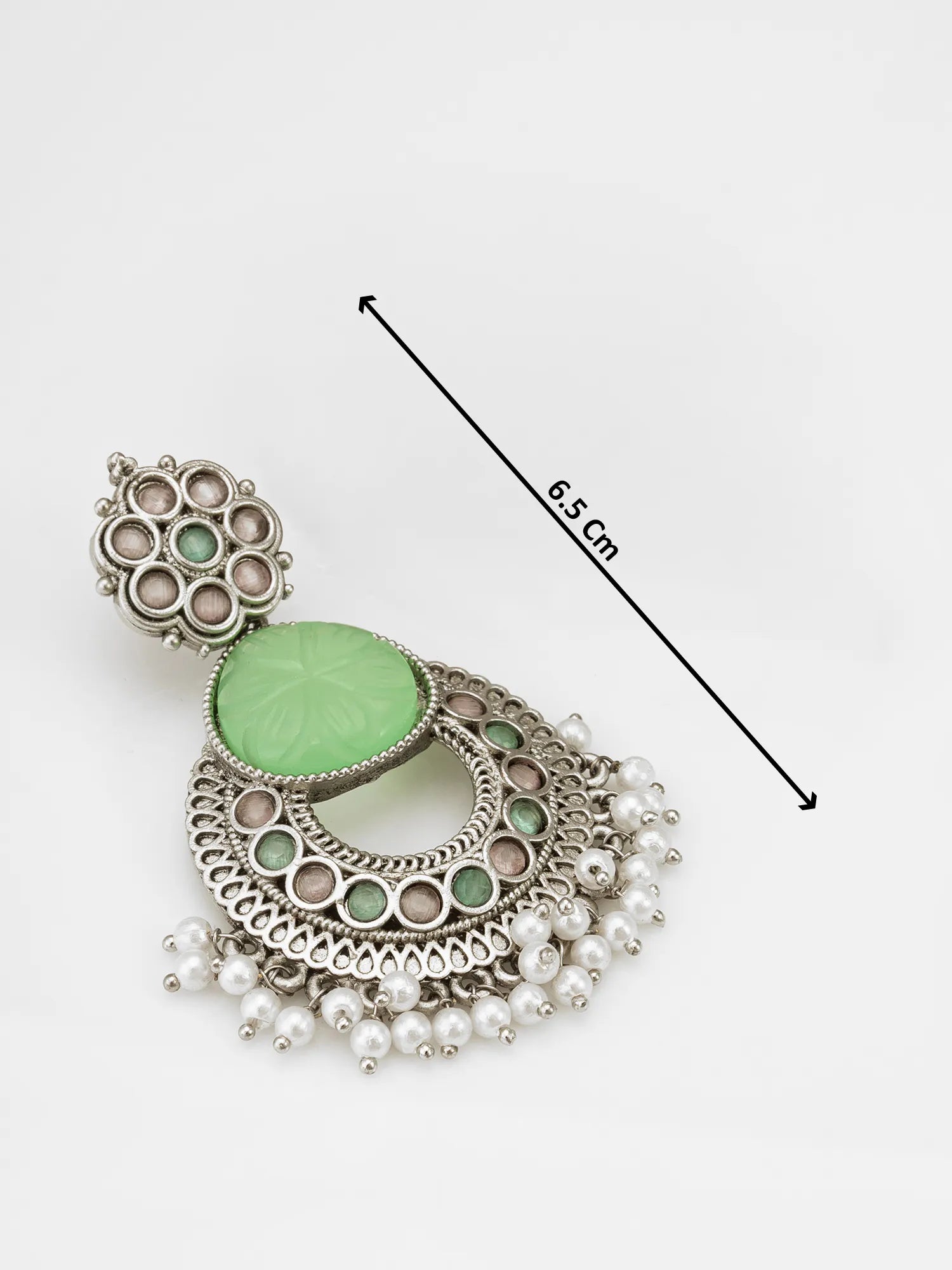 Oxidized Chandbali Earrings With Size