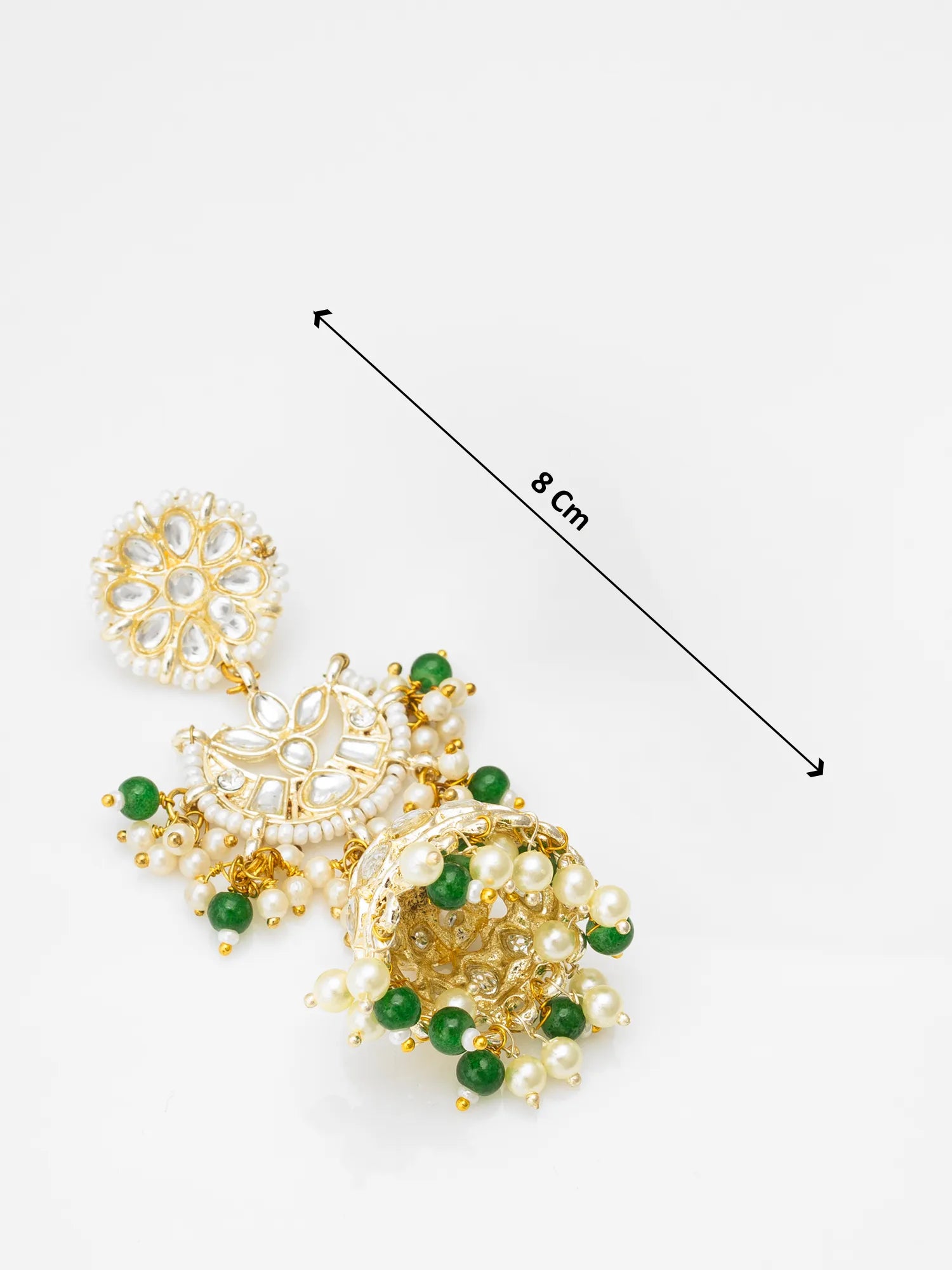 Kundan Chandelier Jhumka Earrings With Size