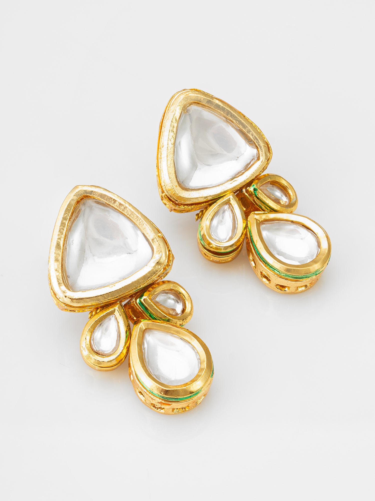 Aadita Classic Triangular Kundan Drop Earrings