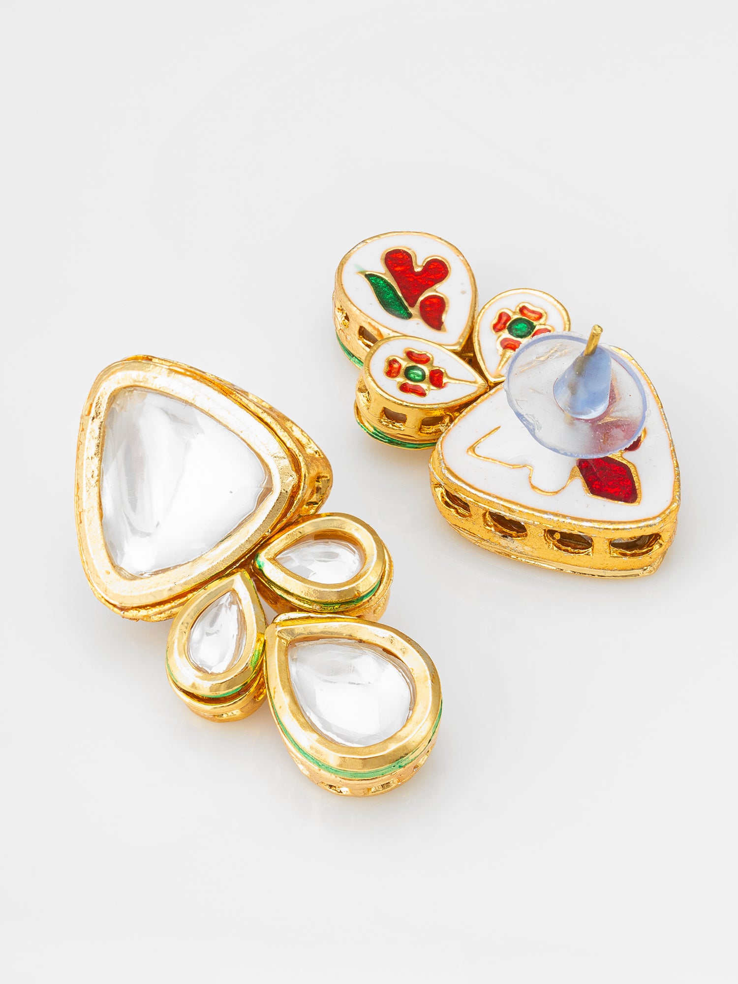 Aadita Classic Triangular Kundan Drop Earrings