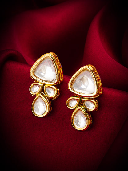 Aadita Classic Triangular Kundan Drop Earrings