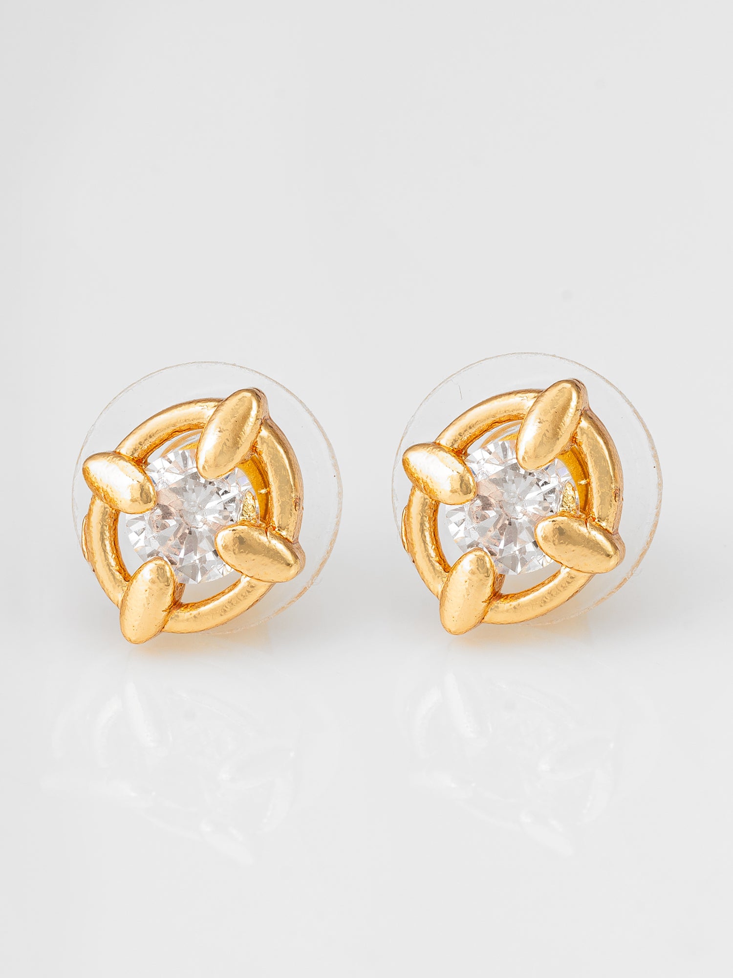 Aadita Gold Plated Circular AD Studded Minimalist Earrings