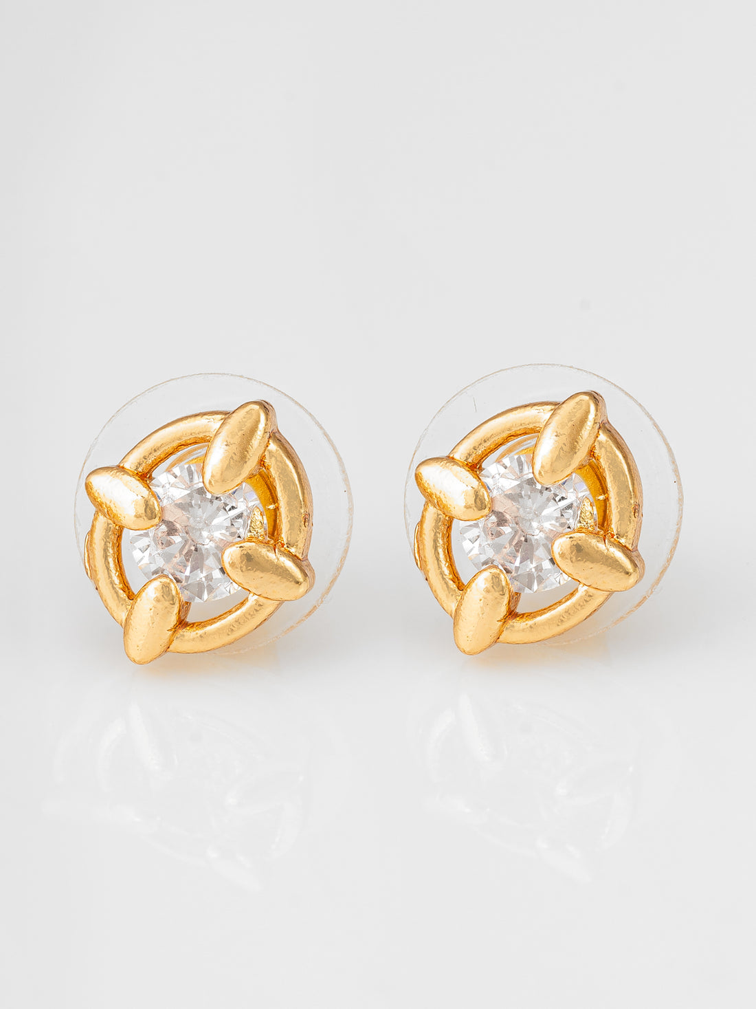 Aadita Gold Plated Circular AD Studded Minimalist Earrings