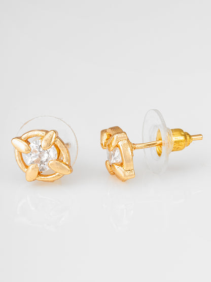 Aadita Gold Plated Circular AD Studded Minimalist Earrings