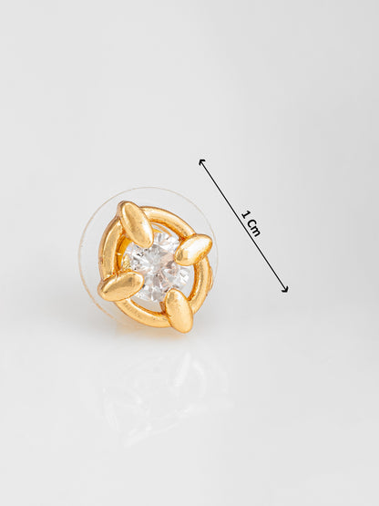 Aadita Gold Plated Circular AD Studded Minimalist Earrings