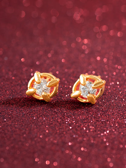Aadita Gold Plated Circular AD Studded Minimalist Earrings