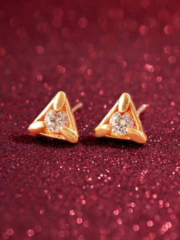 Aadita Gold Plated Triangle American Diamond Stud Earrings