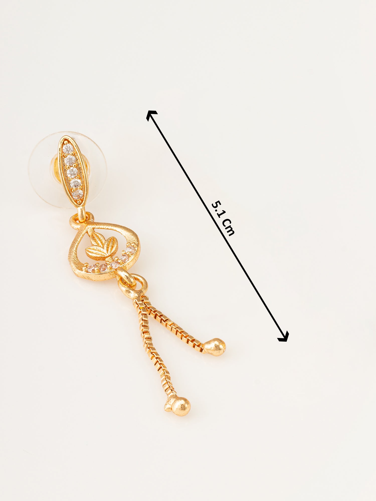 Aadita Gold Plated Leaf Motif Drop Earrings with Chain Tassels