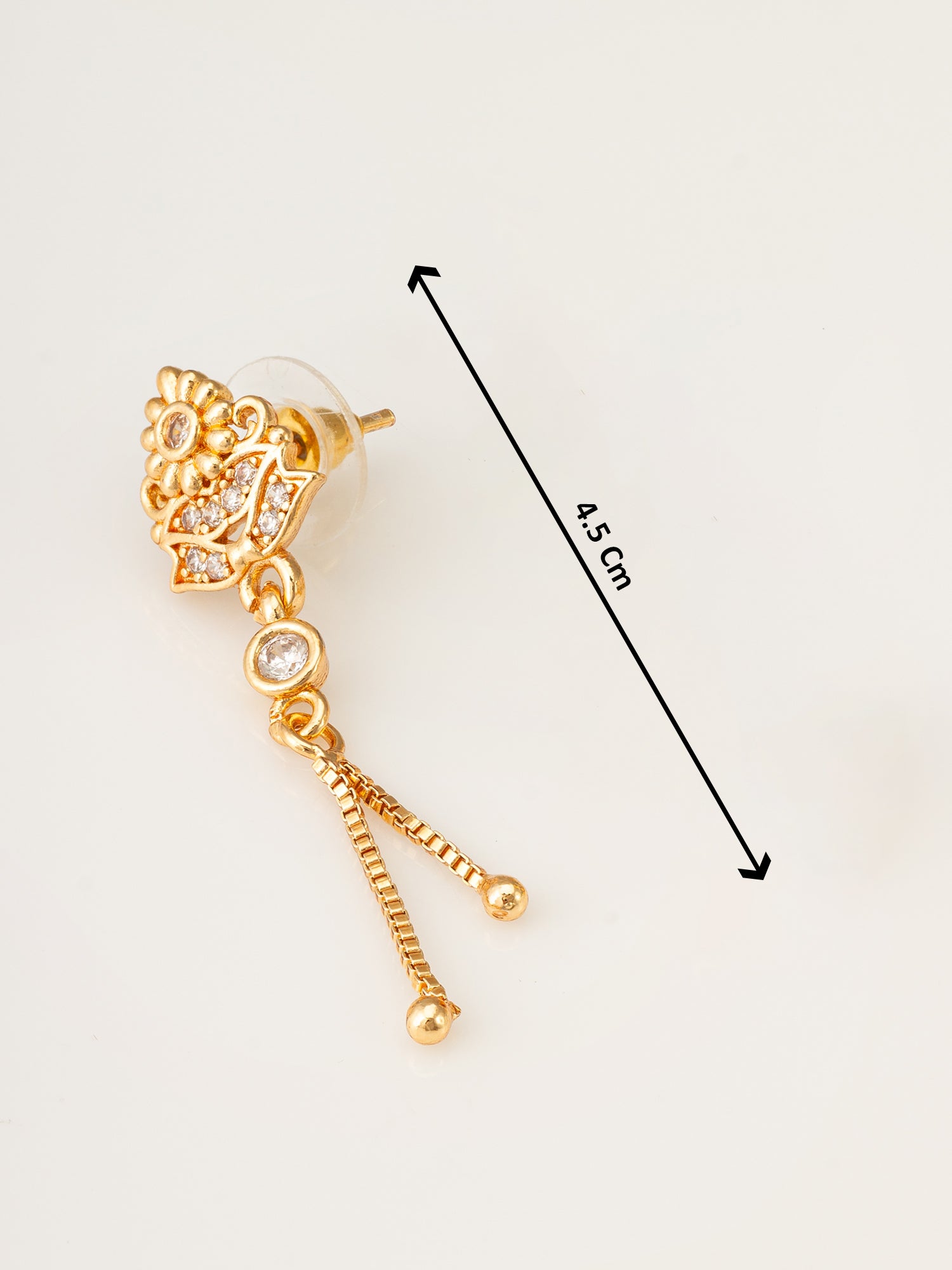 Aadita Traditional Gold Plated Patterned Drop Earrings with Hanging Chains