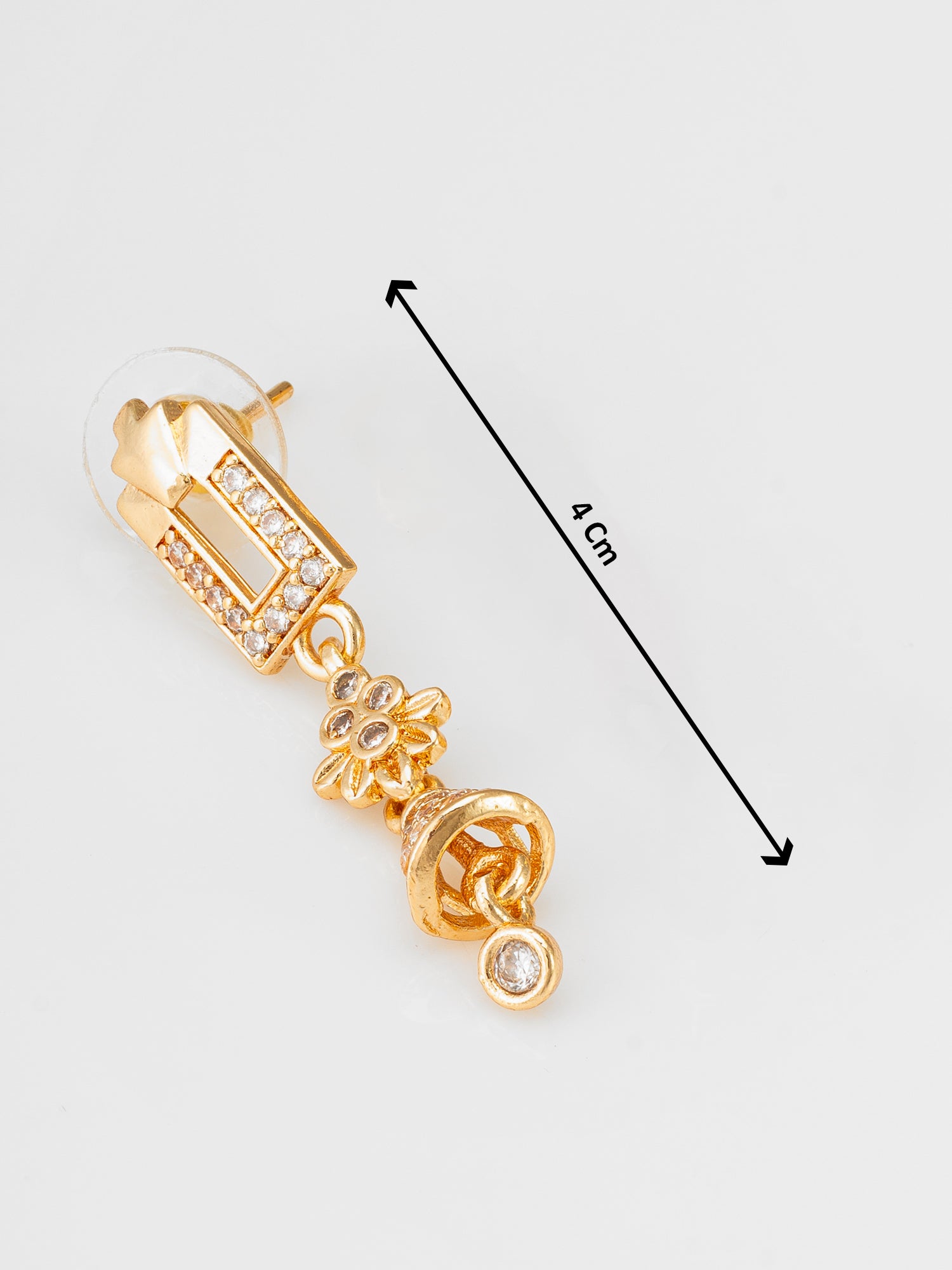 Aadita Gold Plated Geometric Drop Earrings with Stone Accents