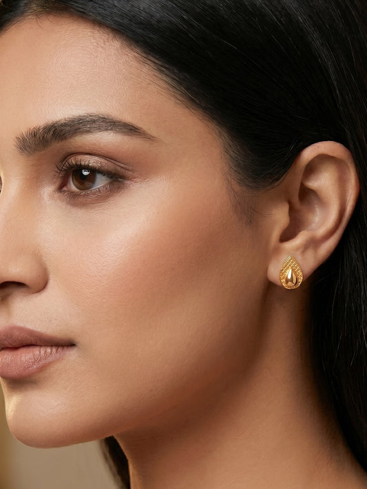 Aadita Gold-Toned Mesh Texture Stud Earrings